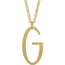 Charger l&#39;image dans la galerie, 14K Yellow Gold-Plated Sterling Silver Block Initial G 16-18&quot; Necklace with Brush Finish
