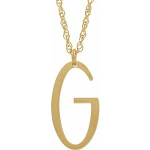 14K Yellow Gold-Plated Sterling Silver Block Initial G 16-18