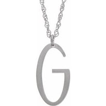 Load image into Gallery viewer, Sterling Silver Block Initial G 16-18&quot; Necklace with Brush Finish
