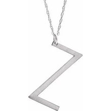 Charger l&#39;image dans la galerie, Sterling Silver Block Initial Z 16-18&quot; Necklace with Brush Finish
