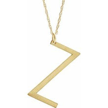 Load image into Gallery viewer, 14K Yellow Gold-Plated Sterling Silver Block Initial Z 16-18&quot; Necklace with Brush Finish
