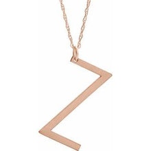 Charger l&#39;image dans la galerie, 14K Rose Gold-Plated Sterling Silver Block Initial Z 16-18&quot; Necklace with Brush Finish
