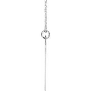 Sterling Silver Block Initial V 16-18" Necklace with Brush Finish