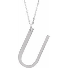 Charger l&#39;image dans la galerie, Sterling Silver Block Initial U 16-18&quot; Necklace with Brush Finish
