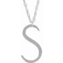 Load image into Gallery viewer, Sterling Silver Block Initial S 16-18&quot; Necklace with Brush Finish
