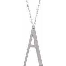 Load image into Gallery viewer, Sterling Silver Block Initial A 16-18&quot; Necklace with Brush Finish
