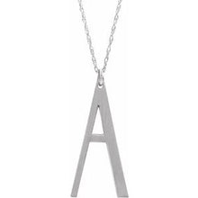 Charger l&#39;image dans la galerie, Sterling Silver Block Initial A 16-18&quot; Necklace with Brush Finish
