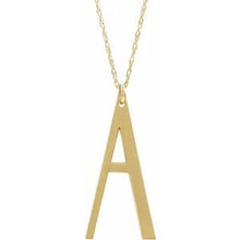 Charger l&#39;image dans la galerie, 14K Yellow Gold-Plated Sterling Silver Block Initial A 16-18&quot; Necklace with Brush Finish
