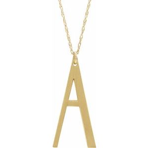 14K Yellow Gold-Plated Sterling Silver Block Initial A 16-18