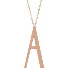Charger l&#39;image dans la galerie, 14K Rose Gold-Plated Sterling Silver Block Initial A 16-18&quot; Necklace with Brush Finish
