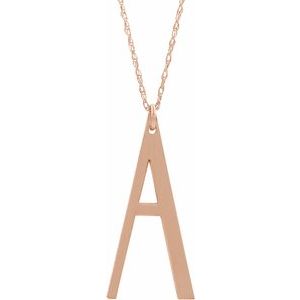 14K Rose Gold-Plated Sterling Silver Block Initial A 16-18