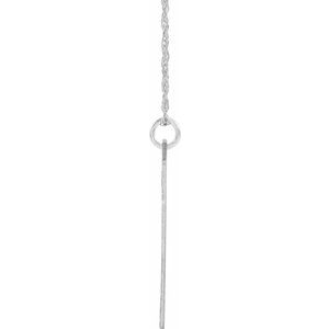 Sterling Silver Block Initial H 16-18" Necklace with Brush Finish