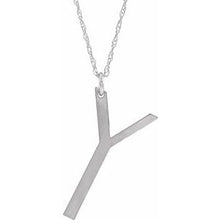 Charger l&#39;image dans la galerie, Sterling Silver Block Initial Y 16-18&quot; Necklace with Brush Finish
