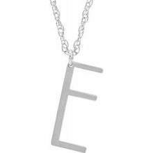 Load image into Gallery viewer, Sterling Silver Block Initial E 16-18&quot; Necklace with Brush Finish
