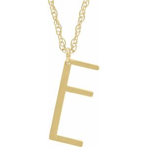 14K Yellow Gold-Plated Sterling Silver Block Initial E 16-18