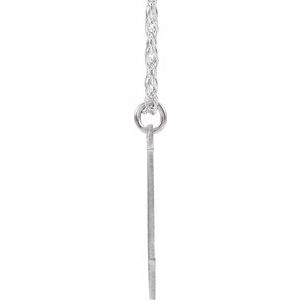 Sterling Silver Block Initial E 16-18" Necklace with Brush Finish