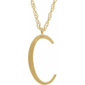 14K Yellow Gold-Plated Sterling Silver Block Initial C 16-18