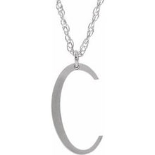 Load image into Gallery viewer, Sterling Silver Block Initial C 16-18&quot; Necklace with Brush Finish
