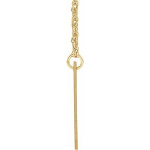 14K Yellow Gold-Plated Sterling Silver Block Initial C 16-18" Necklace with Brush Finish