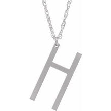 Load image into Gallery viewer, Sterling Silver Block Initial H 16-18&quot; Necklace with Brush Finish
