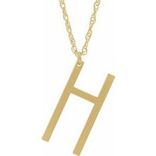 Charger l&#39;image dans la galerie, 14K Yellow Gold-Plated Sterling Silver Block Initial H 16-18&quot; Necklace with Brush Finish
