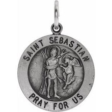 Load image into Gallery viewer, Sterling Silver 18 mm Round St. Sebastian Medal
