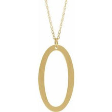 Load image into Gallery viewer, 14K Yellow Gold-Plated Sterling Silver Block Initial O 16-18&quot; Necklace with Brush Finish
