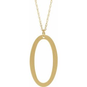 14K Yellow Gold-Plated Sterling Silver Block Initial O 16-18" Necklace with Brush Finish