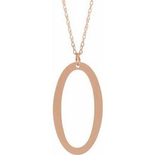 Charger l&#39;image dans la galerie, 14K Rose Gold-Plated Sterling Silver Block Initial O 16-18&quot; Necklace with Brush Finish
