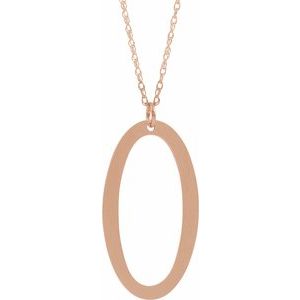 14K Rose Gold-Plated Sterling Silver Block Initial O 16-18