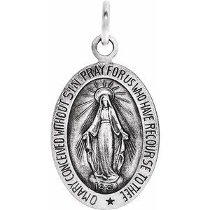 Sterling Silver 30x20 mm Oval Miraculous Medal Only