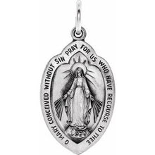 Load image into Gallery viewer, Sterling Silver 29x15 mm Oval Miraculous Medal Pendant
