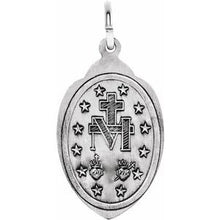 Load image into Gallery viewer, Sterling Silver 29x15 mm Oval Miraculous Medal Pendant
