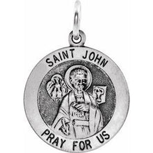 Load image into Gallery viewer, Sterling Silver 18 mm Round St. John the Evangelist Medal

