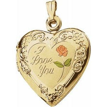 Load image into Gallery viewer, Enameled Roses &quot;I Love You&quot; Heart Locket 
