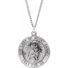 Load image into Gallery viewer, Sterling Silver 18 mm Our Lady of Mount Carmel Medal Pendant
