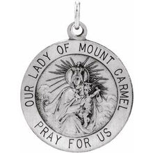 Load image into Gallery viewer, Sterling Silver 18 mm Our Lady of Mount Carmel Medal Pendant
