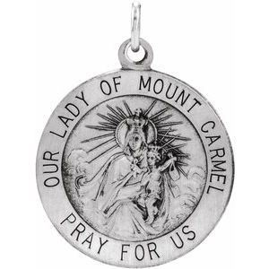Sterling Silver 18 mm Our Lady of Mount Carmel Medal Pendant