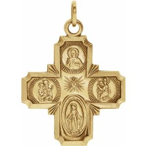 14K Yellow 12x12 mm Four-Way Cross Medal