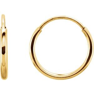 14K Yellow 10 mm Endless Hoop Earrings