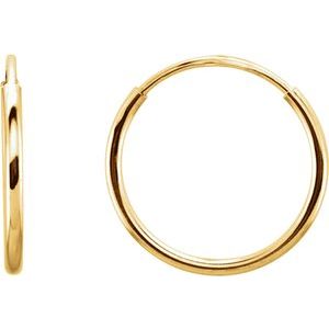 14K Yellow 12 mm Endless Hoop Earrings