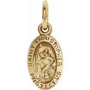 14K Yellow 9x6 mm Oval St. Christopher Medal