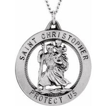 Charger l&#39;image dans la galerie, Sterling Silver 32.5 mm St. Christopher Medal Necklace
