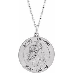 Sterling Silver 25 mm St. Anthony Medal Necklace
