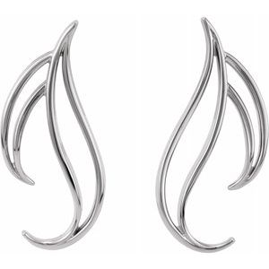 Sterling Silver & 14K White Freeform Earrings