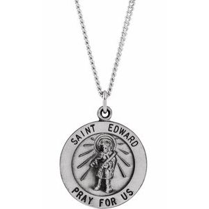 Sterling Silver 18 mm Round St. Edward Medal