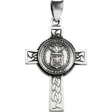 Load image into Gallery viewer, Sterling Silver 28.5x20.8 mm U.S. Air Force Cross Necklace
