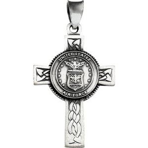 Sterling Silver 28.5x20.8 mm U.S. Air Force Cross Necklace