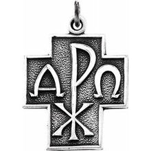 Load image into Gallery viewer, Sterling Silver 24.5x22 mm Alpha Omega Cross 24&quot; Necklace
