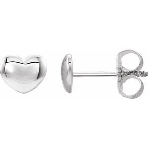 Sterling Silver 5.9x5.4 mm Youth Puffed Heart Earrings